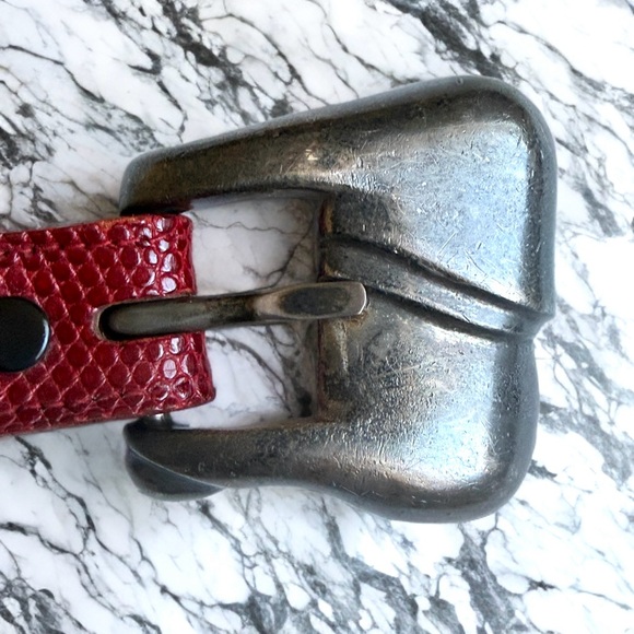 Vintage 1978 Barry Kieselstein-Cord Sterling Silver Buckle Red Leather Belt USA main image 12